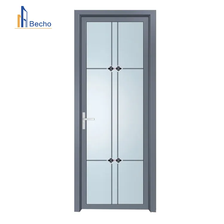 Puerta de cristal de aluminio de una sola hoja Puertas interiores de aluminio de diseño moderno para puertas interiores