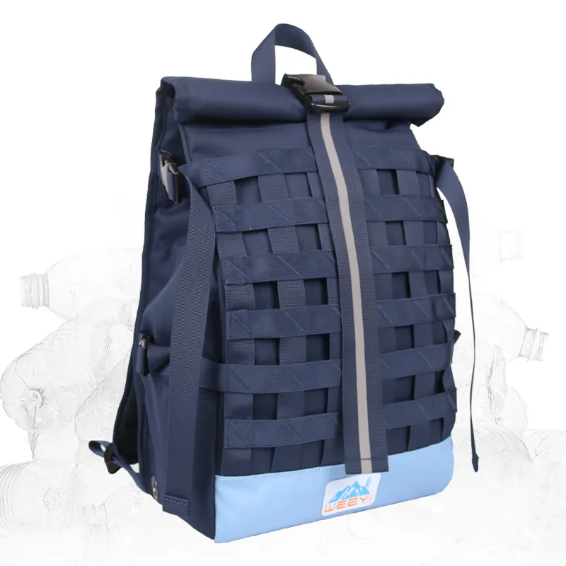 Changrong กระเป๋าเป้สะพายหลังใส่แล็ปท็อปแบบม้วนทำจากโพลีเอสเตอร์รีไซเคิลออกแบบได้ตามต้องการสำหรับไปโรงเรียน