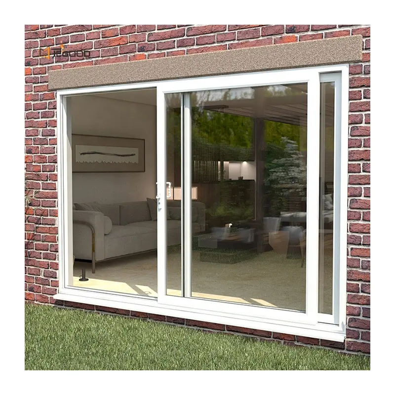 Porte-fenêtre coulissante en verre UPVC PVC double triple verre de haute qualité Tegood pour maisons