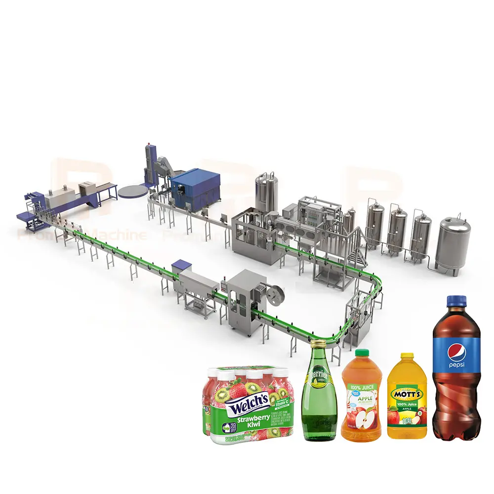 Máquinas de produção completa de sistemas de purificação de suco de bebidas CSD para engarrafamento de vidro e refrigerantes