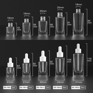 Envase para el cuidado de la piel Suero facial Botella cuentagotas de aceite esencial 5ml 10ml 15ml 30ml 50ml Botella de vidrio rectangular vacía - Product Image 3