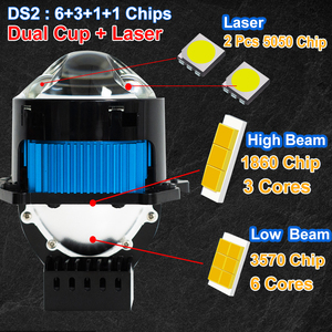 Özelleştirilebilir Logo DS2 Bi Lens LED projektör lamba 80 W güçlü penetrasyon H4 H7 9005 alüminyum ampul araba 80 ile 55W güç - Product Image 3