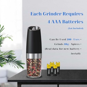 調整可能な高さ自動重力電気塩ペッパーグラインダーセット青色LEDライト付き - Product Image 4