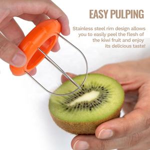 Gloway tiện ích nhà bếp công cụ 2-trong-1 dễ dàng nắm bắt thép không gỉ trái cây Scoop cutter nhựa Kiwi Slicer dao công cụ Kiwi Peeler - Product Image 3