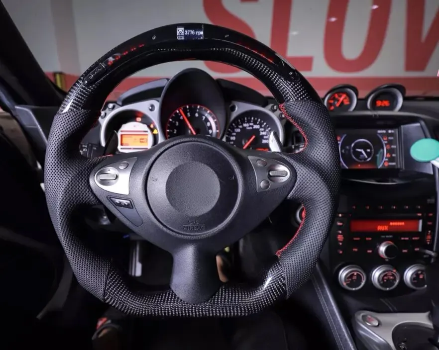 370Z LED Carbon Fiber Steering Wheel For Nissan 370Z Sylphy Juke exhaust steering wheels ohc motors