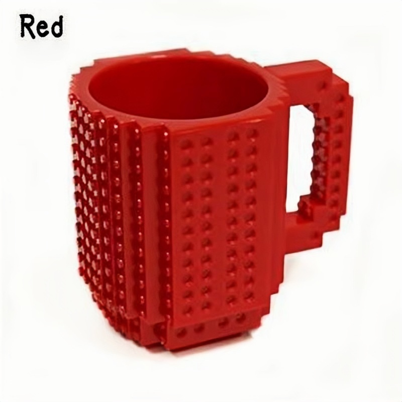 Tasse DIY de blocs de construction amusants rouges