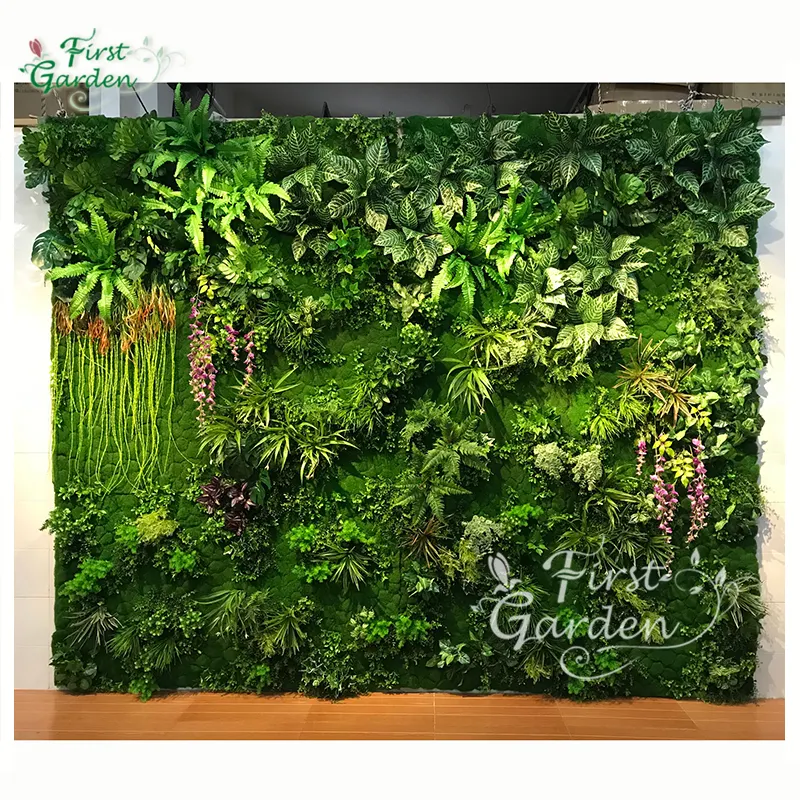 Fundos de decoração de parede folhagem artificial, verde, plantas, musgo, flor, para jardim vertical