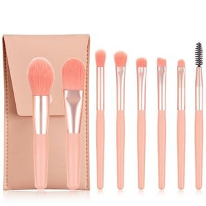 Yüksek kalite 8 adet çanta ile makyaj fırçaları 4 renk Mini özel ambalaj plastik yumuşak saplı makyaj fırçası seti özel etiket - Product Image 4