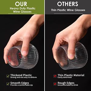 Design verticale unico 12oz coupé a coste senza stelo in plastica bicchiere da vino infrangibile a coste bicchieri da bere - Product Image 4