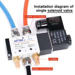 Airtac 4v חמש יציאה שתי יציאות שתי מיקום סולנואיד שסתום בקרת אוויר גז