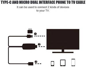 2 合 1 USB Type-C 和 Micro Dual 接口通用电话为三星 HDMI 电视电缆适配器 s10 和华为移动等等 - Product Image 3
