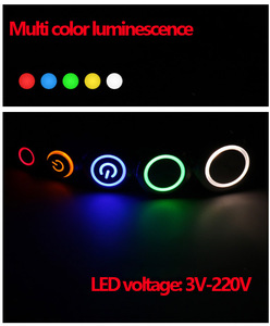 Los fabricantes personalizan con varios símbolos de patrón y logotipos para interruptores de botón impermeables instantáneos/autoblocantes con luces - Product Image 6