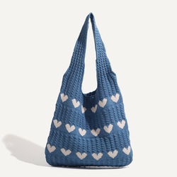 Three rows of hearts - blue
