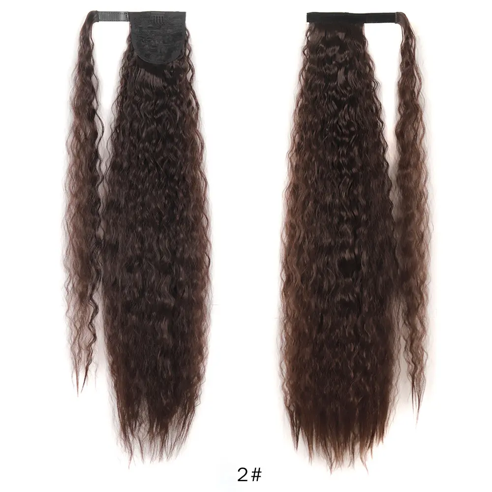 OEM Long Curly Ponytail Extensão do cabelo Natural Envoltório Em Clip Cabelo Ponytail Extensões para As Mulheres Loiro Preto Cauda Do Cavalo Sintético