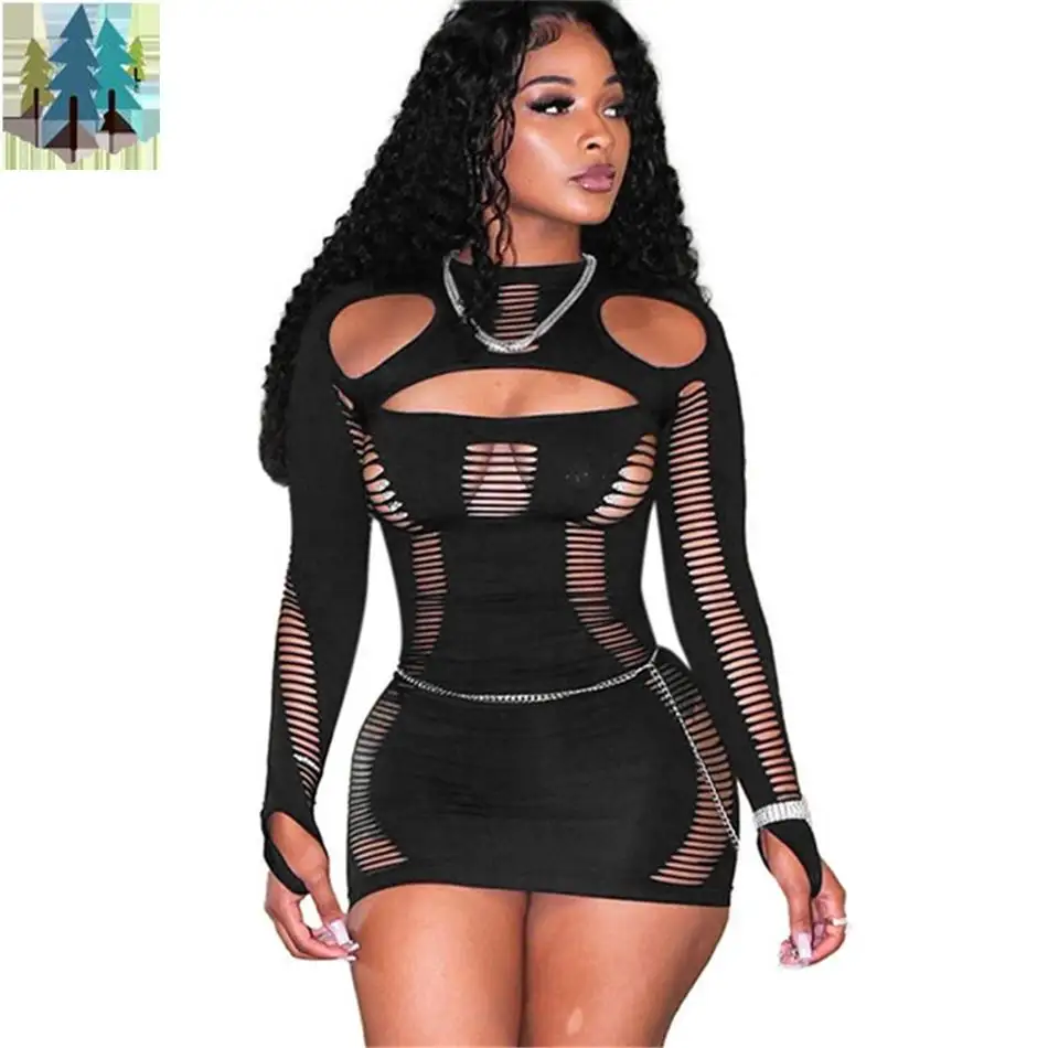 2024 Cut Out Outfits Sexy Women Party Evening Dresses 2024 Long Sleeve Mini Winter Dress