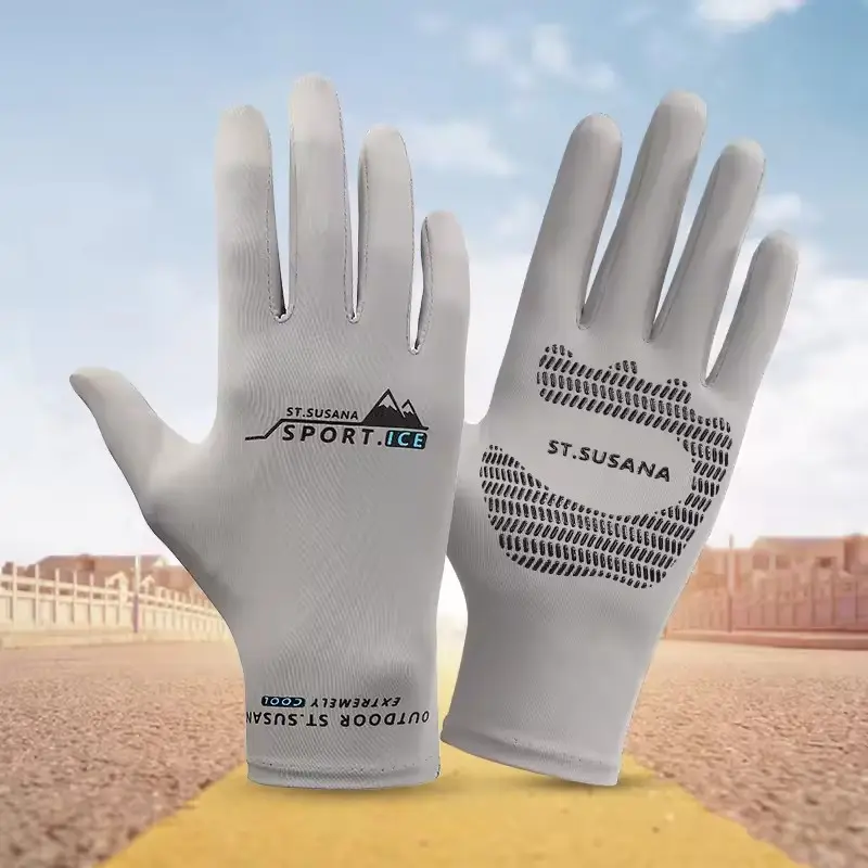 Gants anti-dérapants en soie glacée pour l'extérieur Cool Driving Cycling femmes et hommes UV Sun Protection Gloves