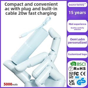 Wholesale 20W <strong>Output</strong> <strong>Power</strong> Convenient PD20W Fast Charging 2-in-1 5000mAh Capsule Mobile <strong>Power</strong> <strong>Bank</strong> Type-C <strong>Input</strong> Customizable - Product Image 5