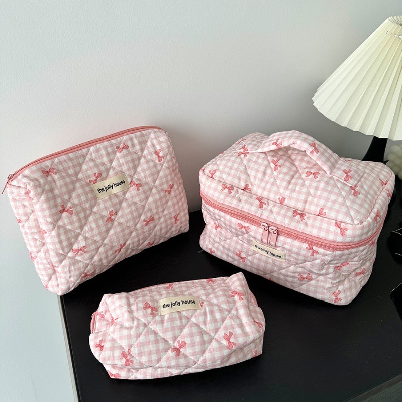 Checkered bow pink