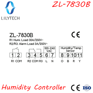 ZL-7830B, 30A реле, Тревожный выход, 100-240Vac, цифровой, контроллер влажности, гигростат, Humidistat, Lilytech, DHC-100 + - Product Image 2