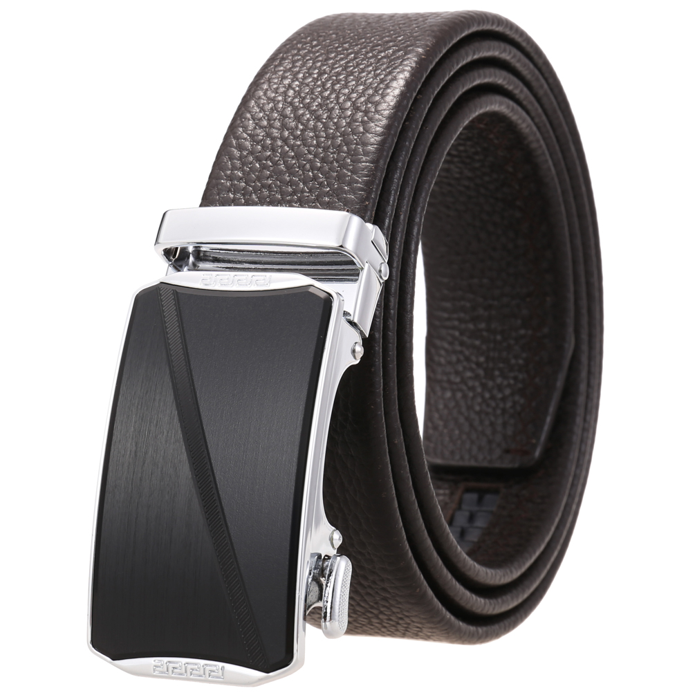 Boucle chromée + ceinture marron