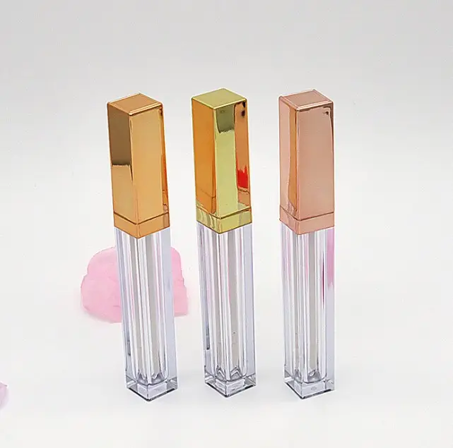 4ml Rose Dios bronce brillo de labios tubos de vacío de plástico ABS brillo de labios envases cosméticos