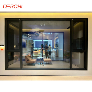 Derchi nfrc AS2047หน้าต่างอลูมิเนียมเคลือบสองชั้นแบบเปิดหน้าต่างกระจกกันเสียงพร้อมบานเกล็ดอัตโนมัติ