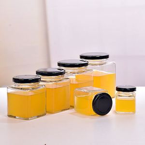 Ucuz kare cam reçel kavanoz 50ml 80ml 100ml 150ml 200ml 280ml 380ml 750ml 500ml şeffaf kare cam bal kavanozu metal kapaklı - Product Image 3