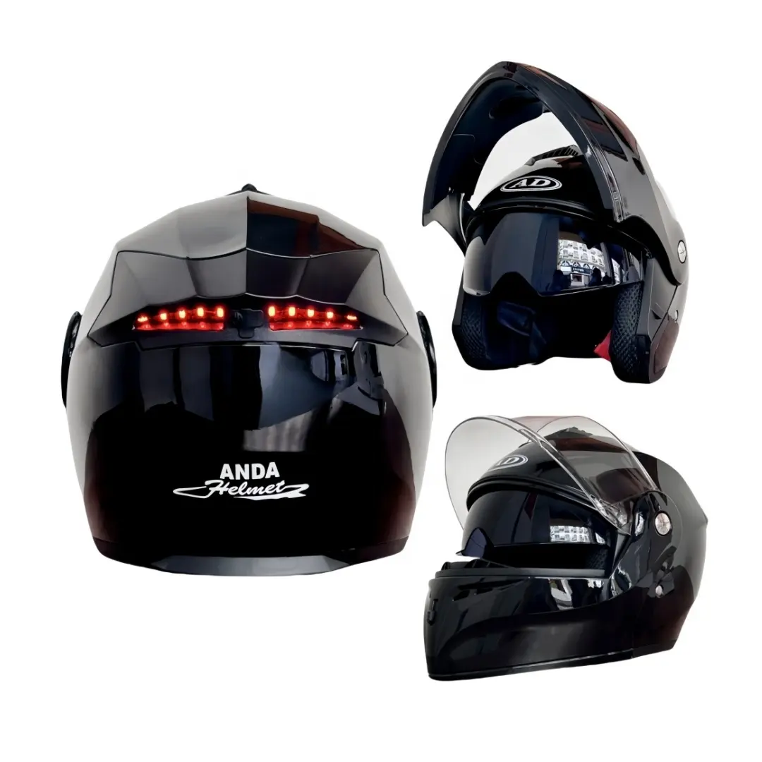 Yeni varış Abs EPS modüler kask ile yetişkinler için LED kuyruk lambası 1200 mA Unisex motosiklet kaskları koruyucu başlık