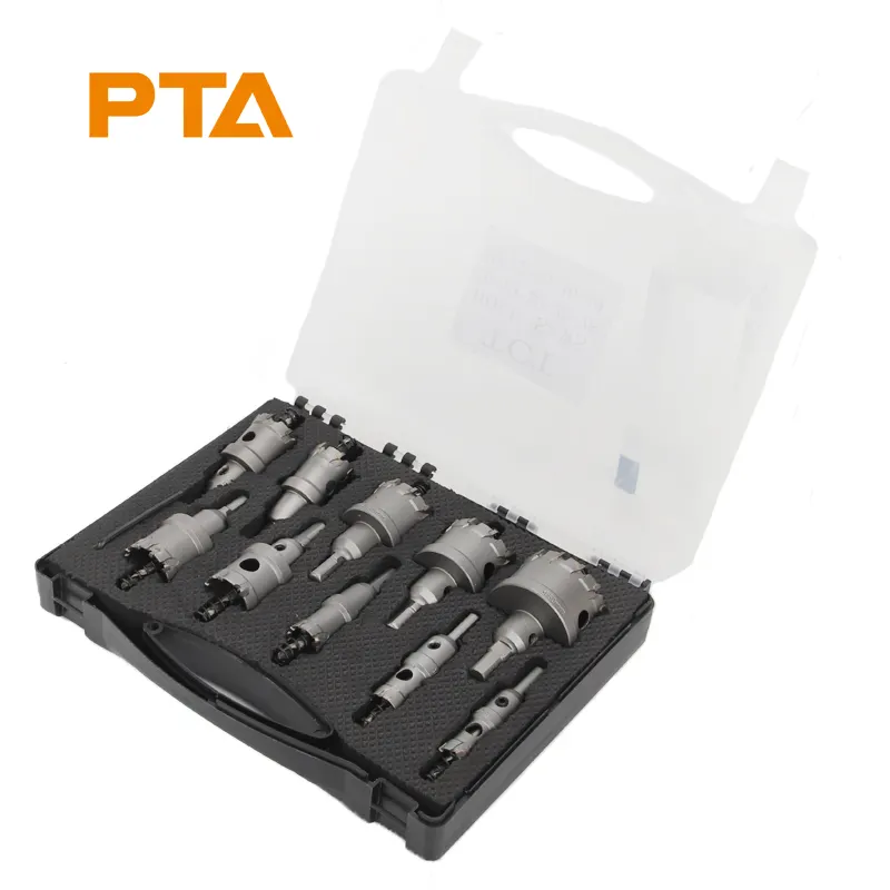 10Pcs 16-50mm TCT Hole Saw Kit In Acciaio Inox Punta In Metallo Duro Metallo Drill Bit Hole Saw Set 25 millimetri Profondità di Taglio in Scatola di Alluminio