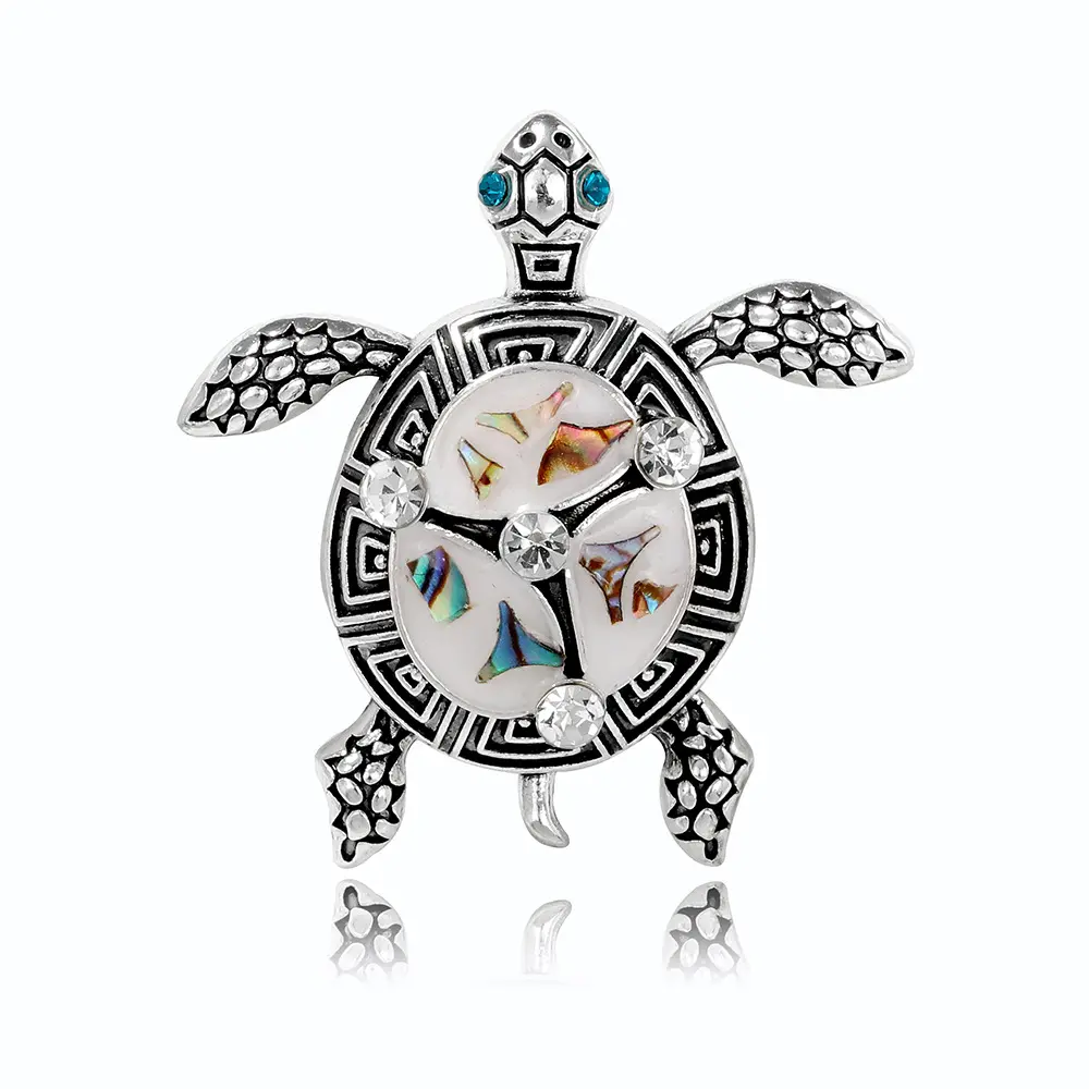 Europe and America New Vintage Silver Sea Turtle Brooch Pins Garment Accessory Tortoise Business Suit Coat Brooch