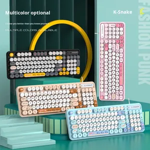 Viper K2 Wired RGB Backlit USB <strong>Keyboard</strong> Mouse Set Waterproof Retro Punk Girls Design for Desktop <strong>Computer</strong> Notebook Office <strong>Use</strong> - Product Image 3