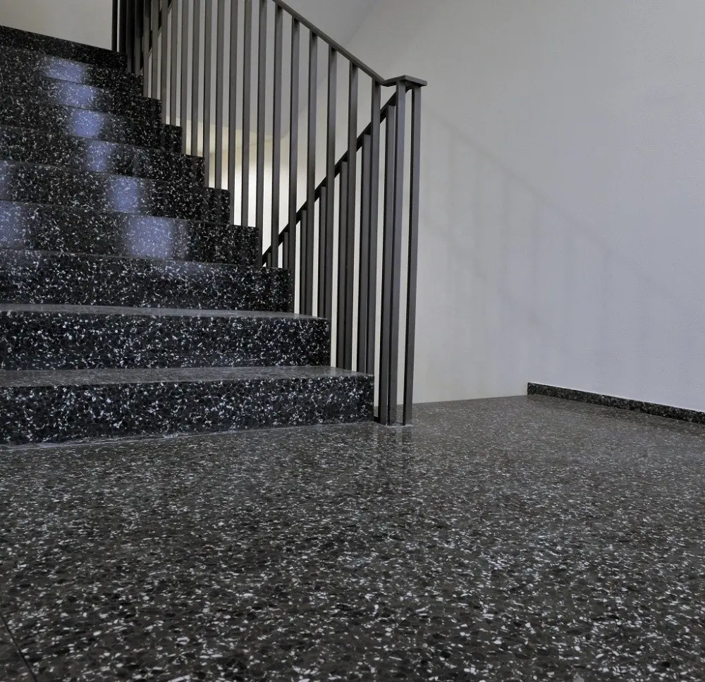 Azulejos de suelo de encimera de cocina pulida de piedra de cemento de terrazo de colores grises