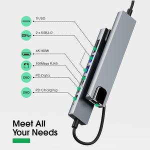 Hub USB in alluminio 8 in 1 Hub USB tipo C 3.0 Adattatore multifunzione per MacBook Pro iPad Hub USB C Dell XPS - Product Image 3