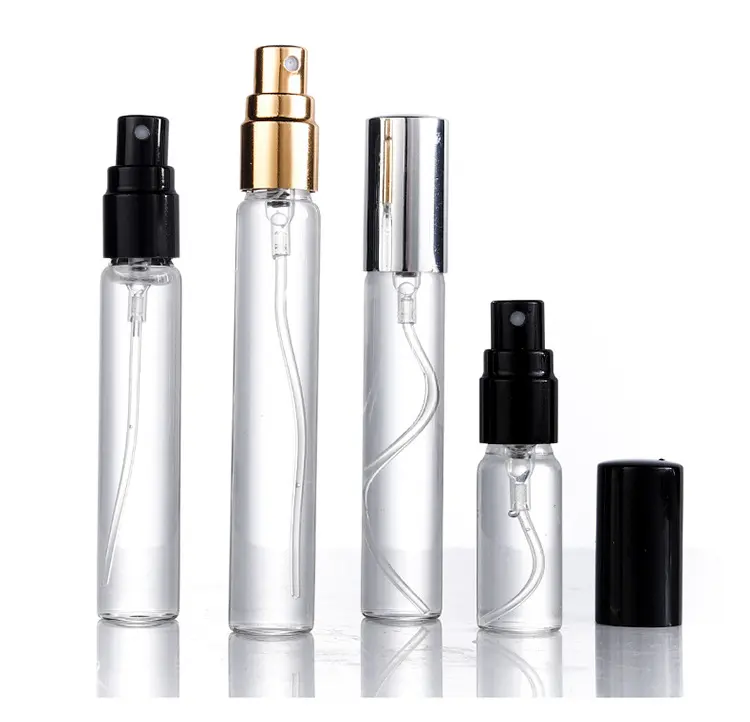 Ronda de lujo 2ml 3ml 5ml 10ml Mini botella de spray transparente vacía Muestra de perfume de vidrio