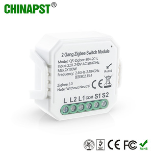 China Manufacturer Tuya Smart <strong>Zigbee</strong> Without Neutral Wire Switch <strong>Module</strong> 2 Channel PST-QS-S04-L - Product Image 4