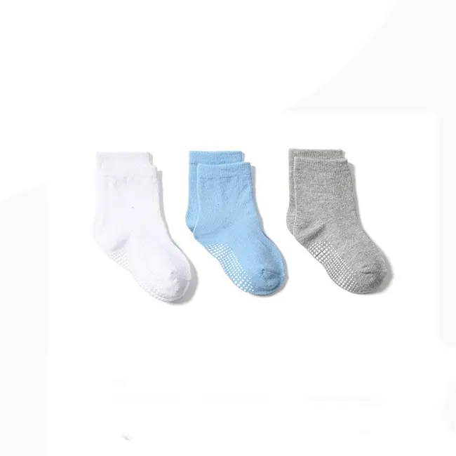 Biểu Tượng Tùy Chỉnh Bé Trống Trắng Mắt Cá Chân Crew Dài Vớ Jacquard Grip Bé Stocking