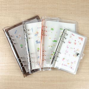 Custom A6 Premium a scacchi trasparente in PVC morbido 6 fori chiusura a bottone a scatto con coperchio ricaricabile per Notebook