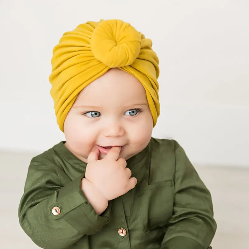 HZO-18126 topi Turban bayi perempuan, topi Beanie lembut lucu untuk bayi dan balita