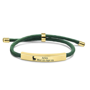 Go Party personalizado multicolor cuerda trenzada barra de acero inoxidable pulsera tejida 12 horóscopo pulseras del zodiaco para Mujeres Hombres
