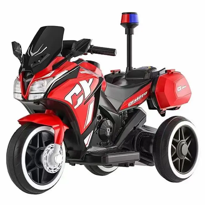 With Police Light Tail Box Baby Toy Car Electric Motorcycle RideOn Car Go Karts Battery Powered 1-6 Years Old Children Tricycle