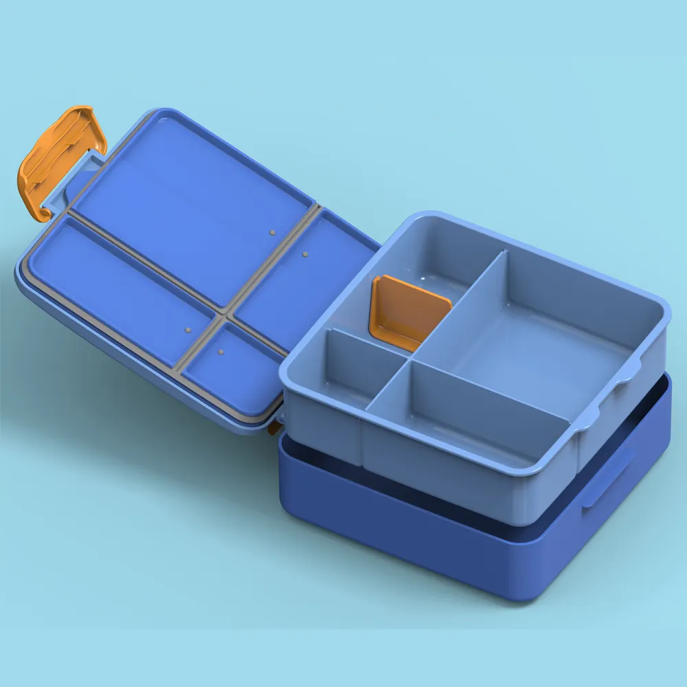 Lebensmittels ichere Bestseller Midern Blue PP Kunststoff-Brotdose Behälter 4-fach wasserdichte Bento-Box für die Jungen-und Mädchens chule