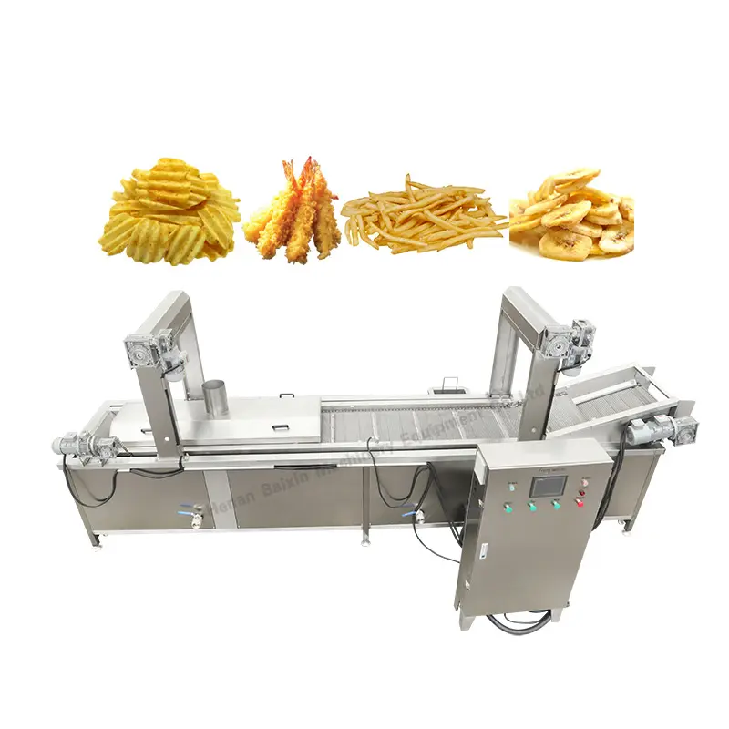 Patates patates kızartması yapma patates cipsi makinesi sopa makinesi 400 kg/saat endüstriyel kaju fıstığı kızartma makinesi