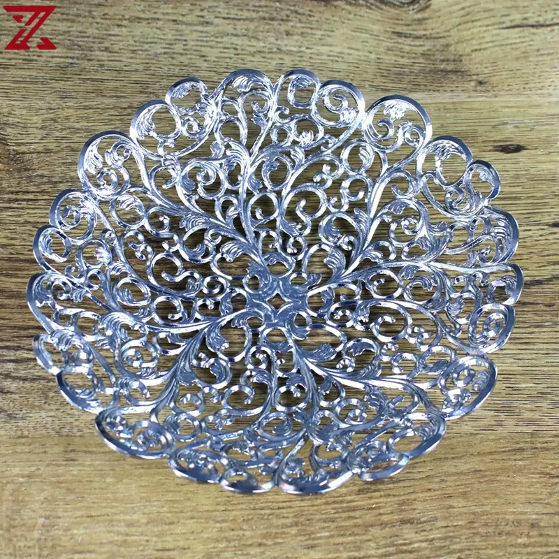 Современный полый никелевый металлический поднос железная круглая тарелка для фруктов для декора стола в гостиной