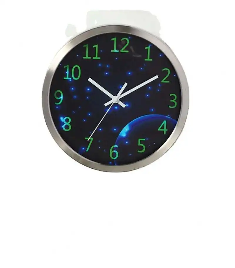 Horloge moderne qui brille dans le noir Horloges murales à contrôle du son et à lumière LED silencieuse de 12 pouces Horloges à commande vocale personnalisées