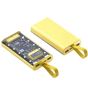 定制标志大容量20000毫安电源组usb-c快速充电内置电缆透明发光二极管显示器微型USB礼品 - Product Image 3