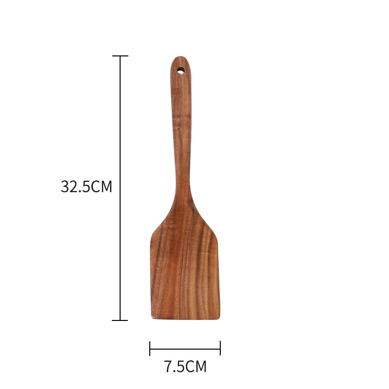 Teak square curved spatula