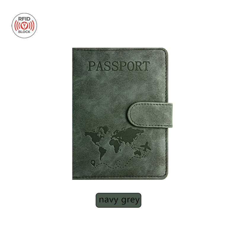 Couverture de passeport à boucle magnétique gris marine