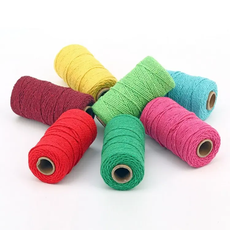 Corde en coton torsadé multicolore de 2mm, nouveau, en macramé tressé pour la décoration artisanale à la main, vente en gros