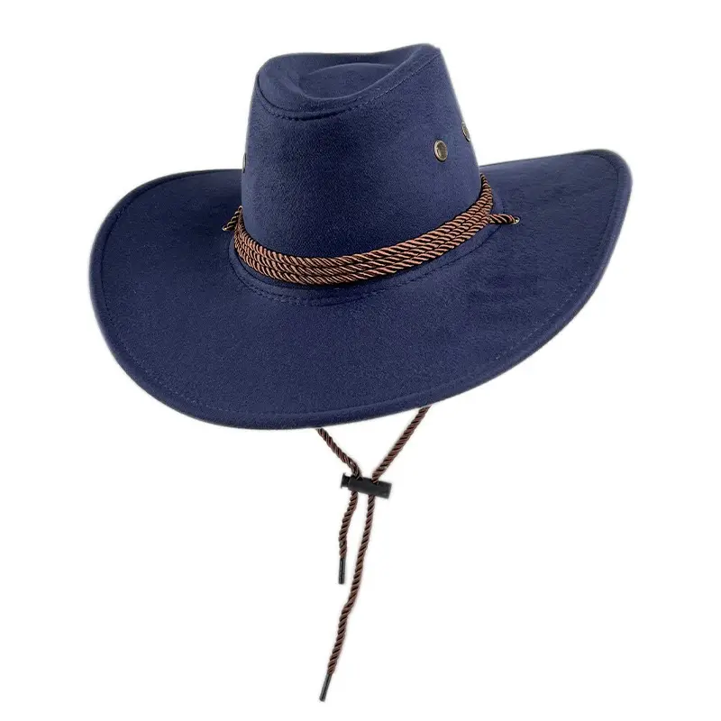 Venta al por mayor nuevo al aire libre nuevo sombrero de vaquero occidental viaje estilo étnico retro escenario Jazz inglés terciopelo sombrero de vaquero Caballero