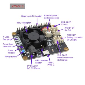 Raspberry Pi X829 Dual 2.5 "SATA HDD/SSD Shield + X708 UPS HAT & Power Management Board per Raspberry Pi 4 modello B - Product Image 5